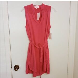 Bella Dahl Pink Smocked Belted Mini Dress